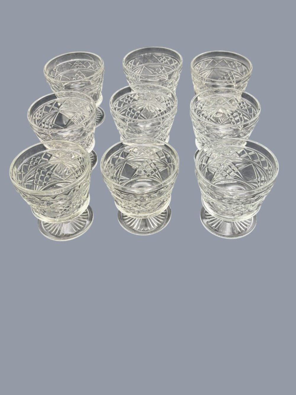 Set of 9 VTG Hazel Atlas Gothic Big Top Peanut Butter Sherbet Goblets 3.75” - Picture 3 of 10